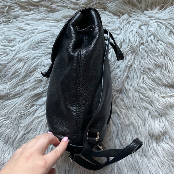 Coach Black Park Pebbled Leather Turn Key Drawstring Backpack Bag F24385 EUC - Picture 4 of 9